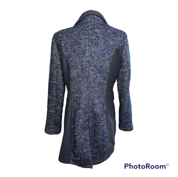 Kensie Navy Tweed Long Wool Blend Pea Coat Sz M - Picture 3 of 8